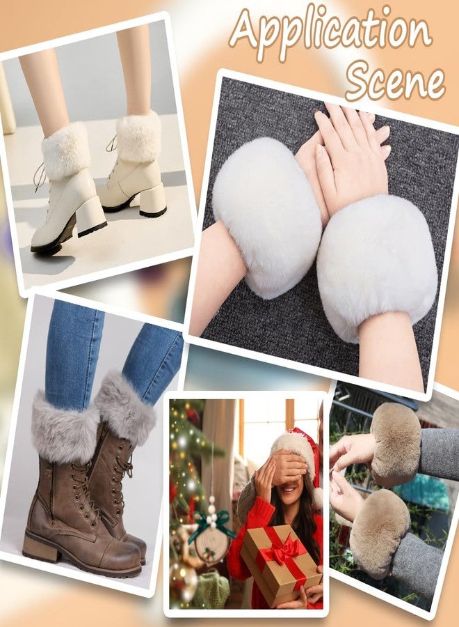 CABODYALS Brown Faux Fur Cuffs Wrist Warm Fluffy Cuffs Winter Khaki Fur Cuff Short Arm Warmers Plush Fuzzy Oversleeve Gloves Wristband Sleeves for Women Bracelet Cosplay Party Costumes Gifts Supply - Image 4